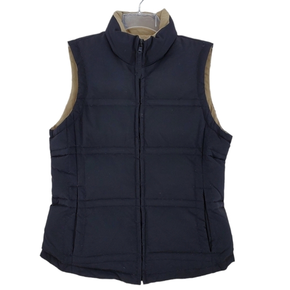 Cripple Creek Down Puffer Reversible Zip Up Vest Men M Black Beige Pockets Light - Picture 1 of 12